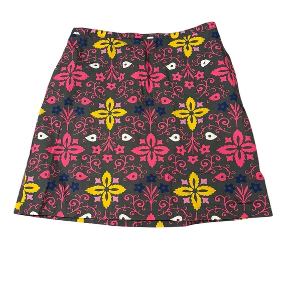 Boden Brown Grey Pink Yellow Geometric Print Mini A LIne Skirt Size 10P - Picture 2 of 4